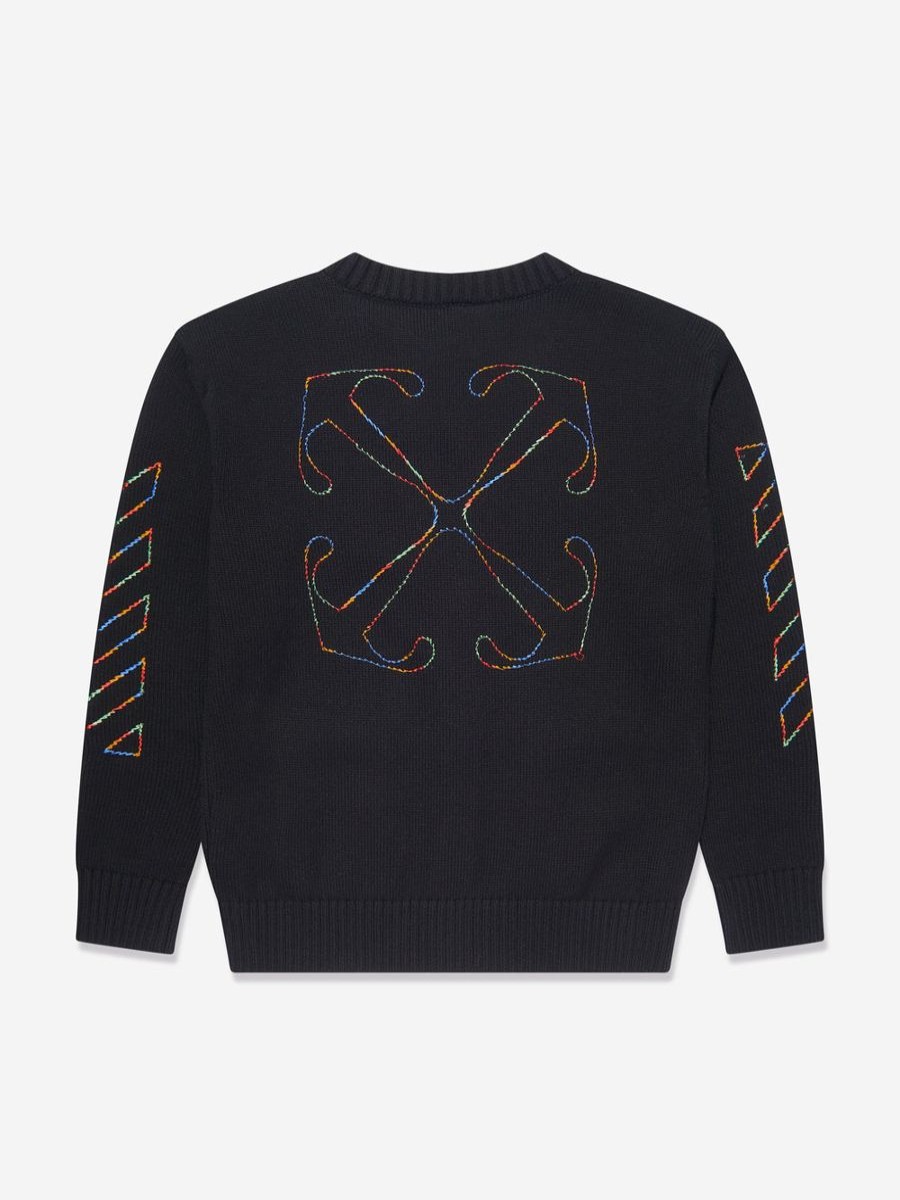 Boys Off-White Jumpers & Cardigans | Boys Arrow Rainbow Logo Cardigan In Black