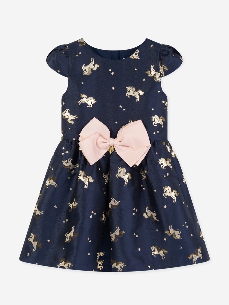 Teen Angels Face Coats & Jackets | Girls Desiree Unicorn Jacquard Dress In Navy