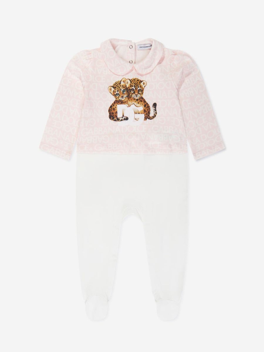 Baby Dolce & Gabbana Kids Outfits & Sets | Baby Girls Leopard Babygrow Gift Set In Pink