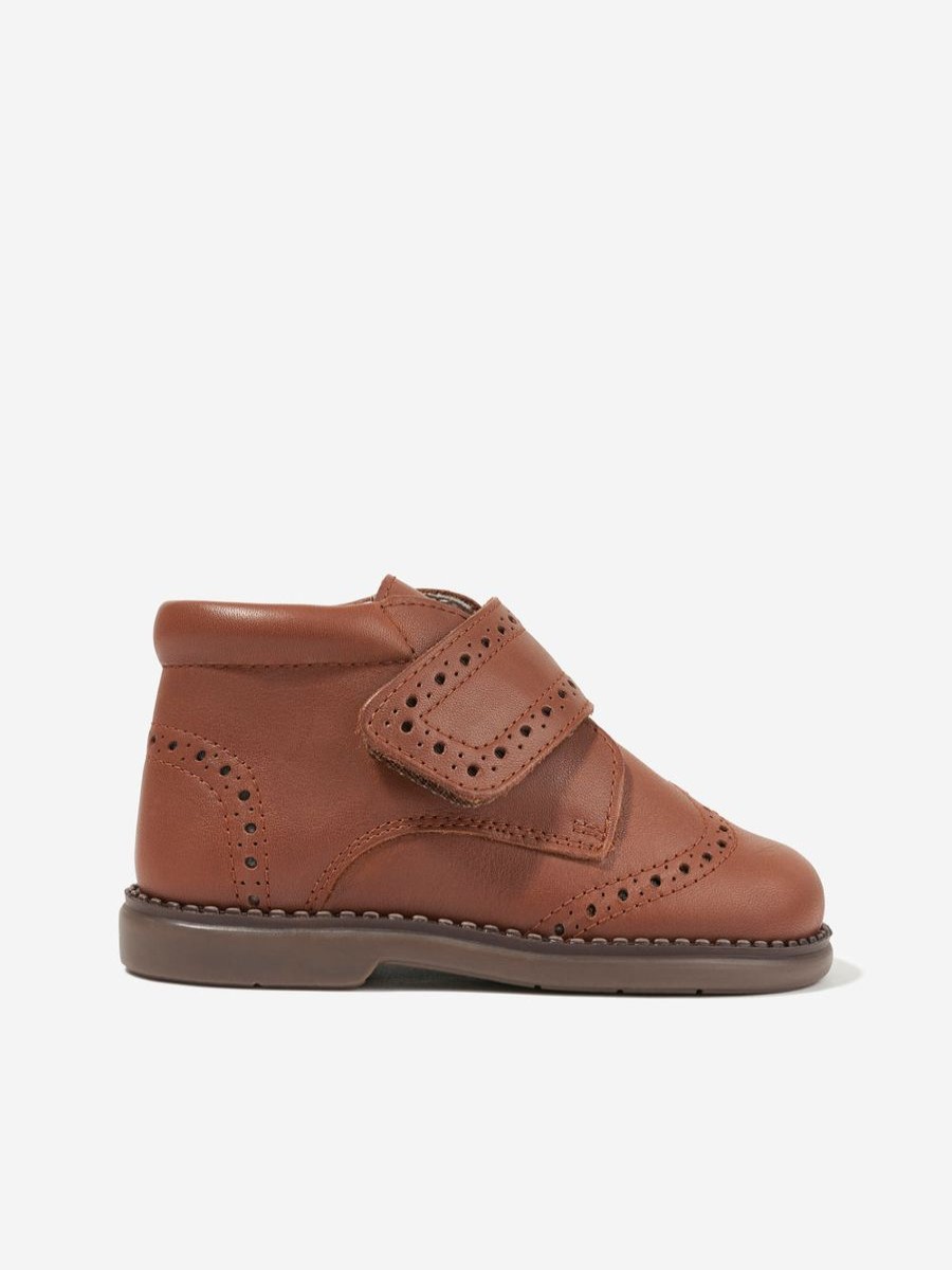 Boys Andanines Boots | Kids Leather Velcro Strap Boots In Brown