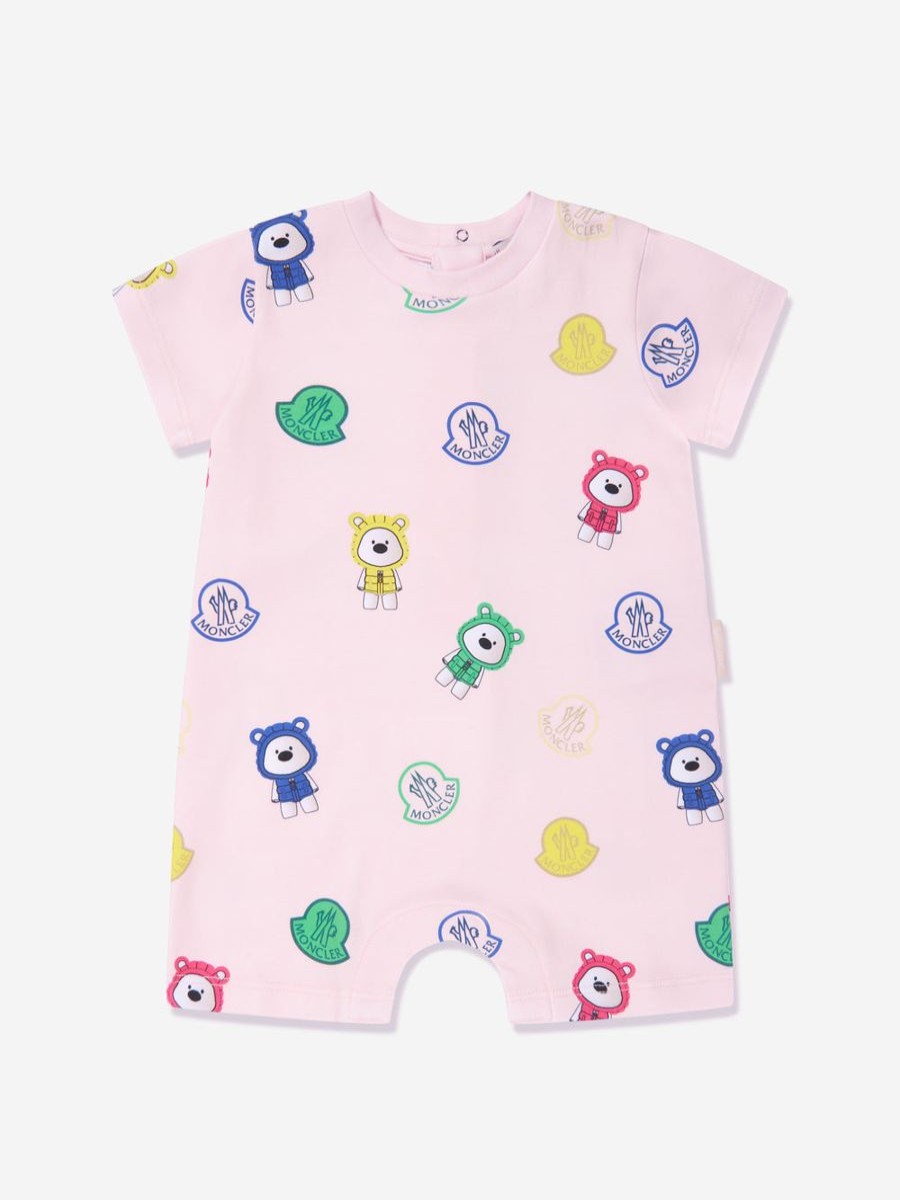 Baby Moncler Enfant Accessories | Baby Girls Bear Print Romper In Pink