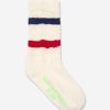 Boys Golden Goose Kids Socks | Kids High Rib Striped Distressed Socks In Ivory