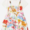 Girls Versace Dresses | Girls Cotton Jersey Le Jardin Print Dress