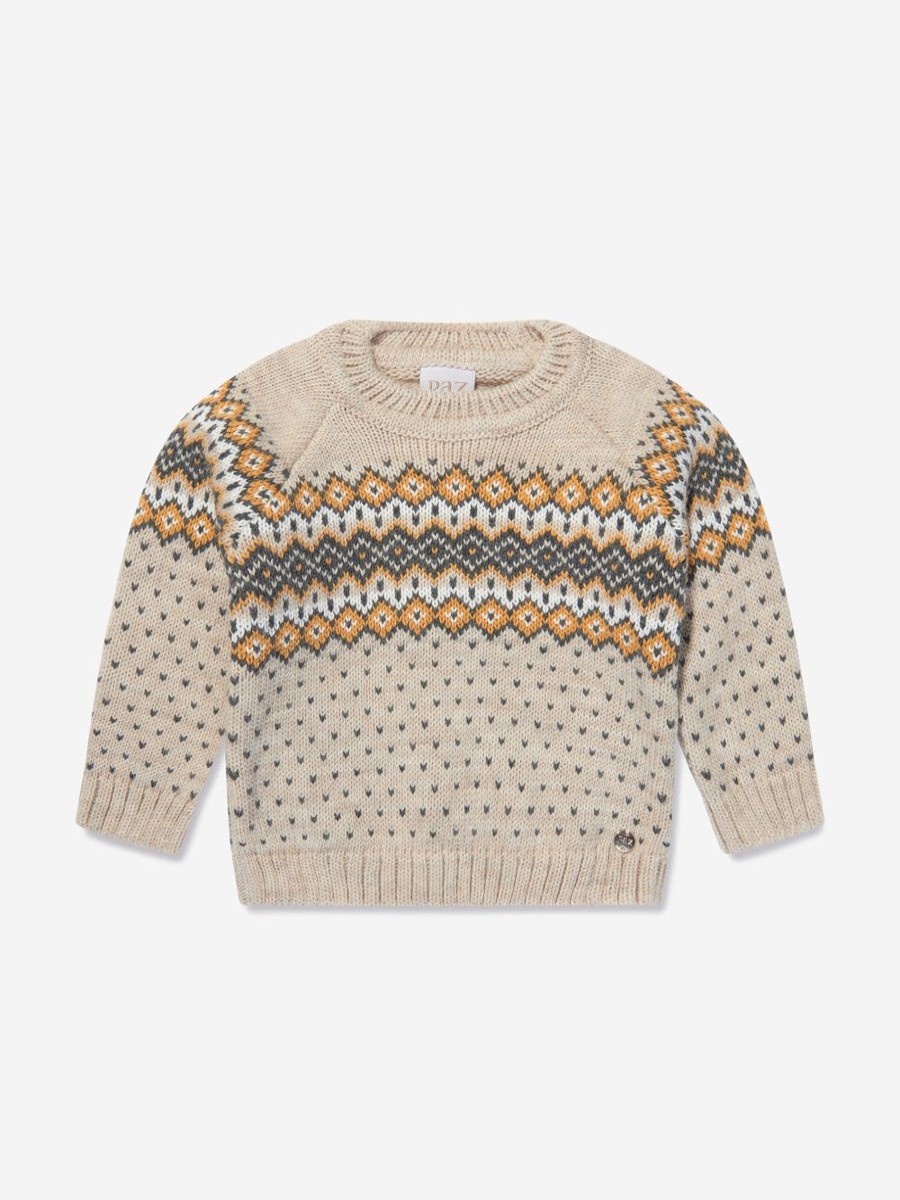 Boys Paz Rodriguez Jumpers & Cardigans | Boys Wool Knitted Jumper In Beige