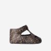 Baby Fendi Kids Shoes | Fendi Kids - Baby Leather Ff Logo Sandals In Brown | Childsplay Clothing