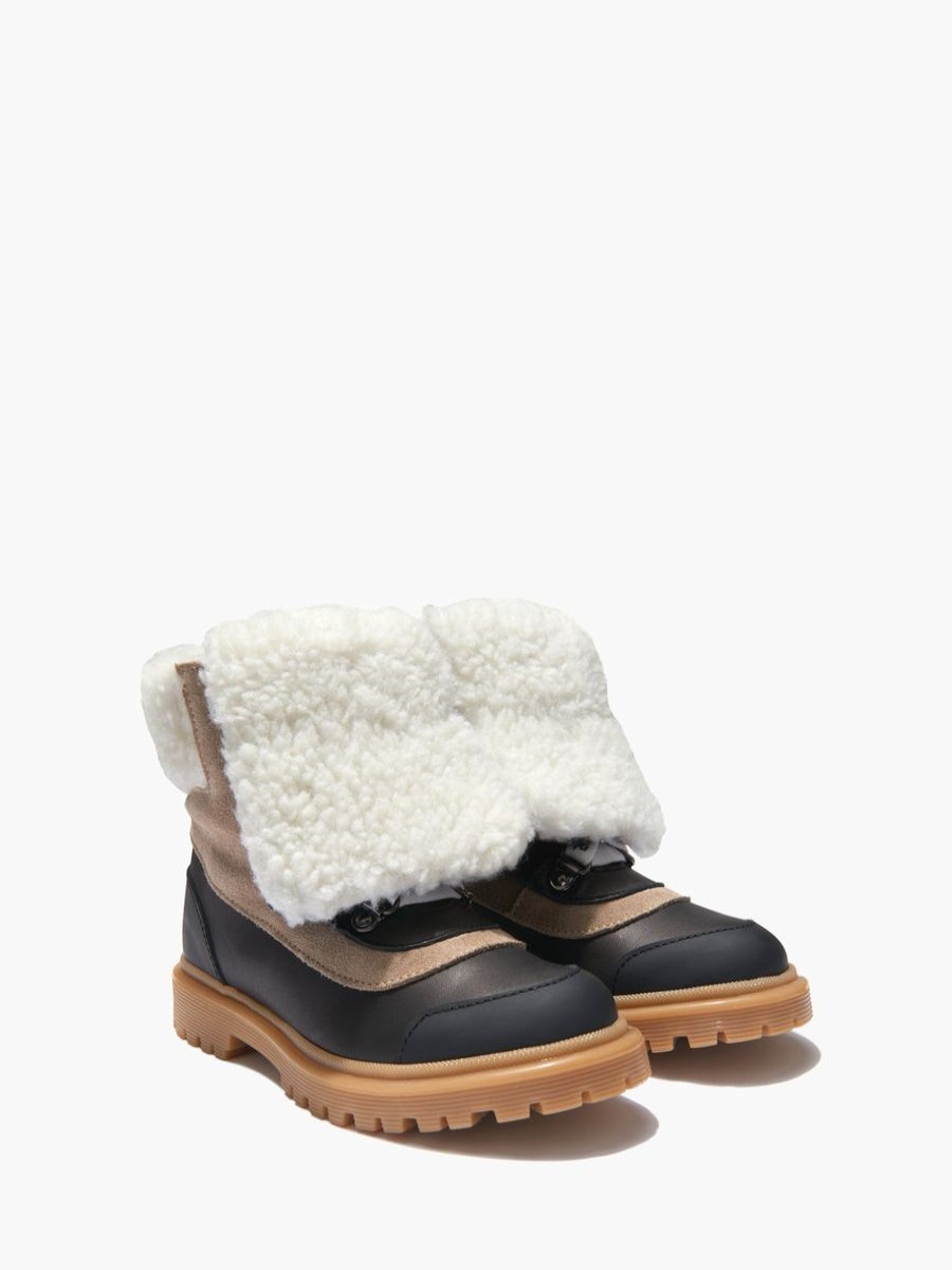 Boys Moncler Enfant Boots | Moncler Leather Fleece Lined Boots