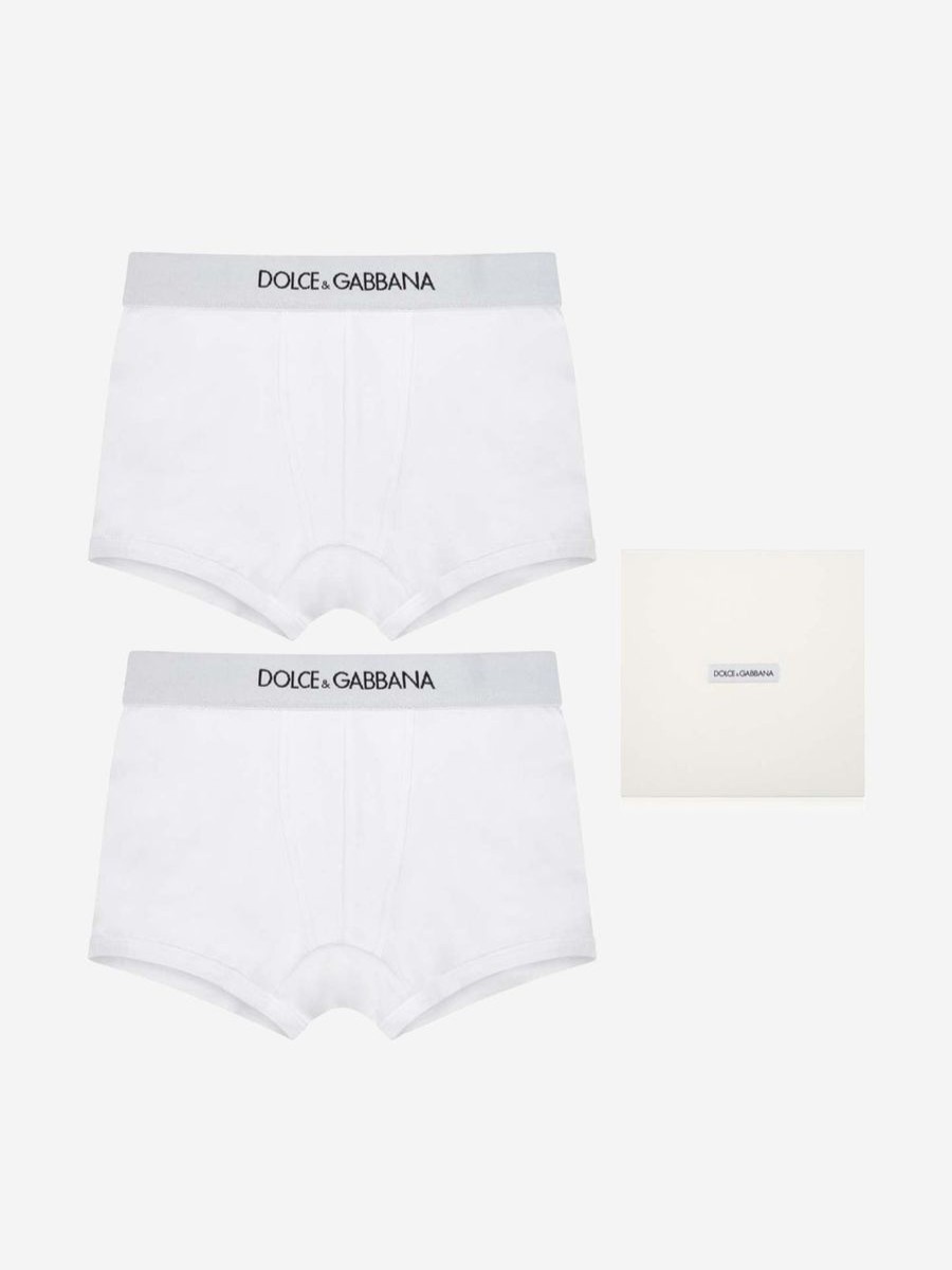 Boys Dolce & Gabbana Kids Underwear | Boys Boxer Shorts Set (2 Pack) In White