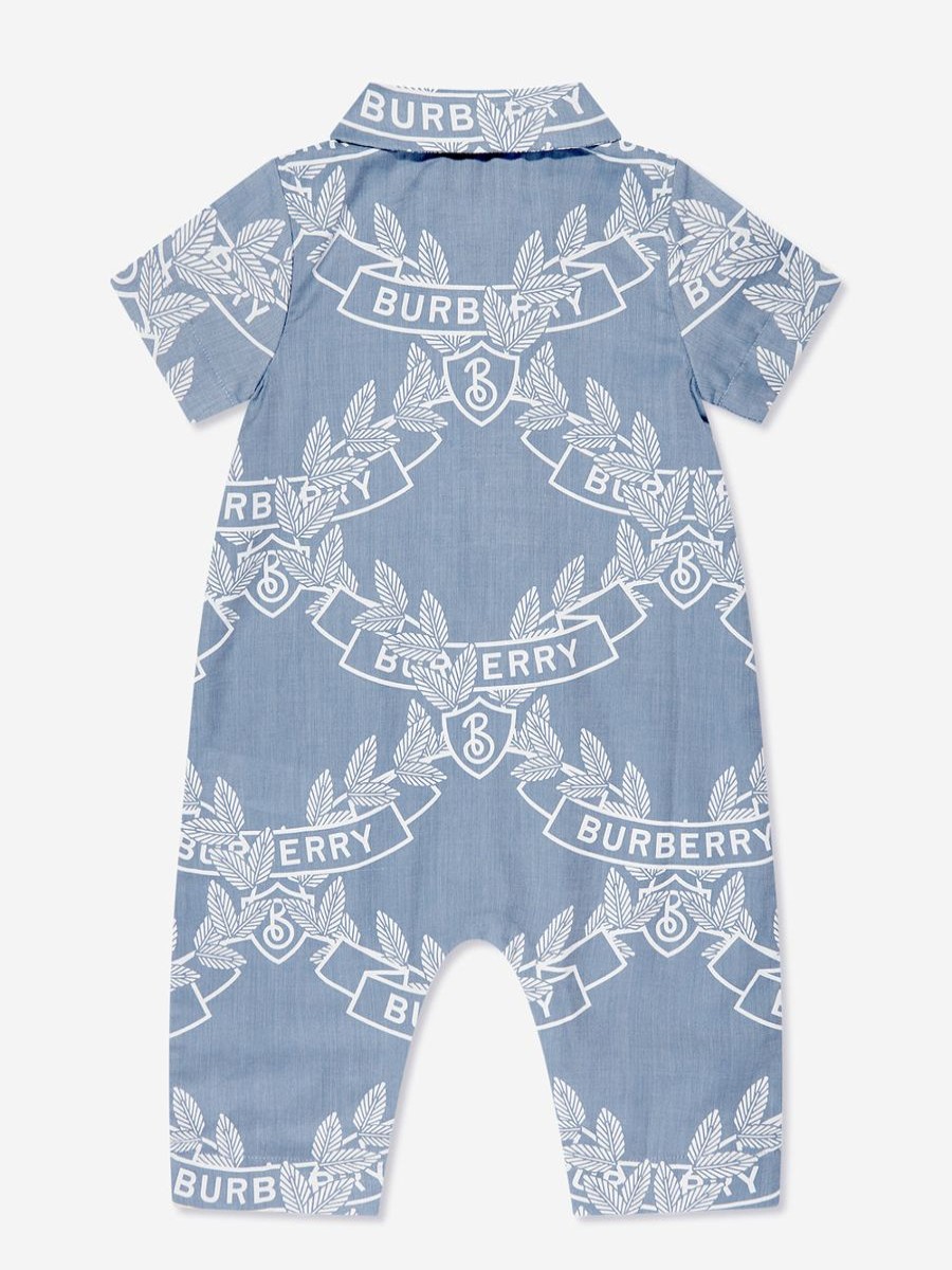 Boys Burberry Kids Babygrows & Rompers | Baby Boys Andreas Crest Romper In Blue