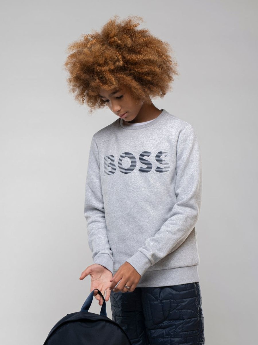 Boys BOSS Sweatshirts & Hoodies | Boys Reflective Logo Sweatshirt In Grey