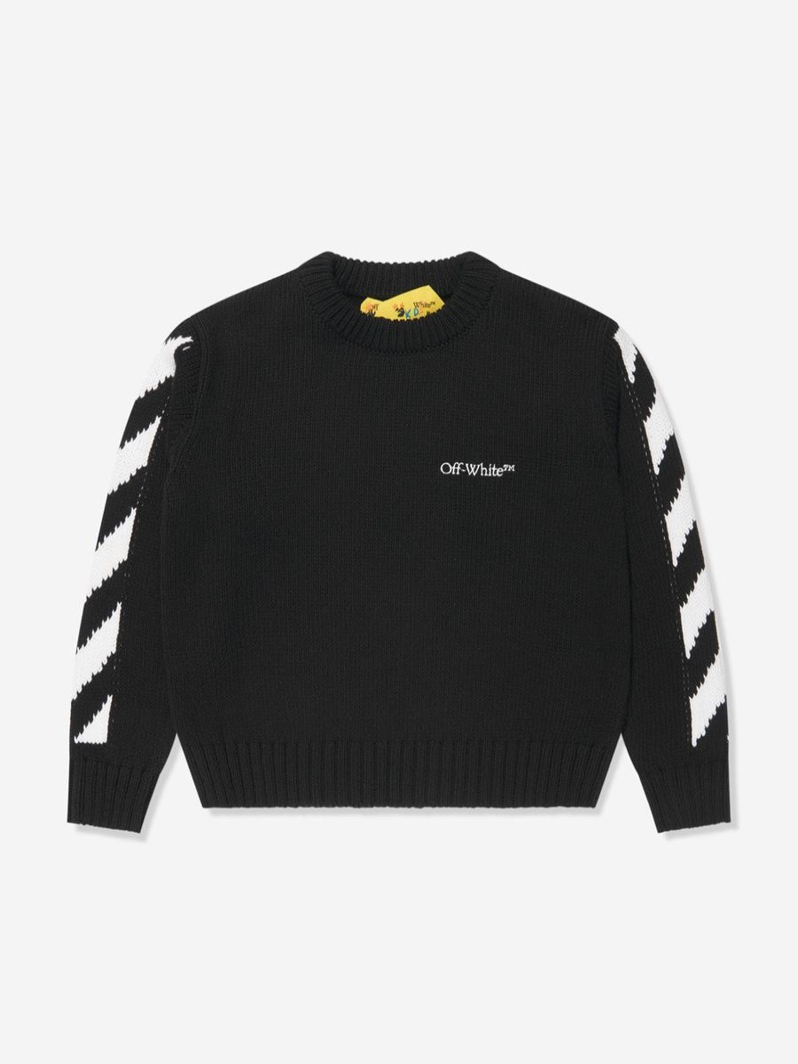 Boys Off-White Jumpers & Cardigans | Boys Classic Arrow Tab Sweatshirt In Black