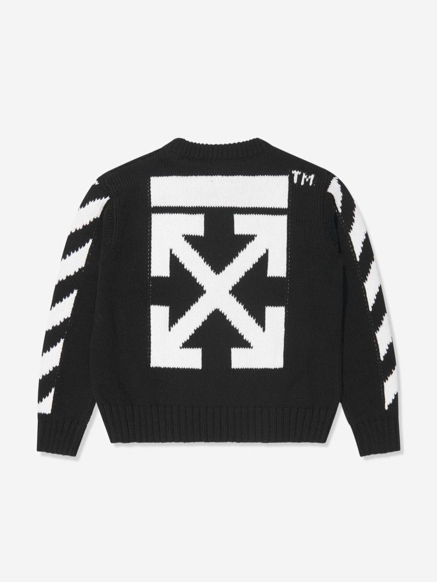 Boys Off-White Jumpers & Cardigans | Boys Classic Arrow Tab Sweatshirt In Black