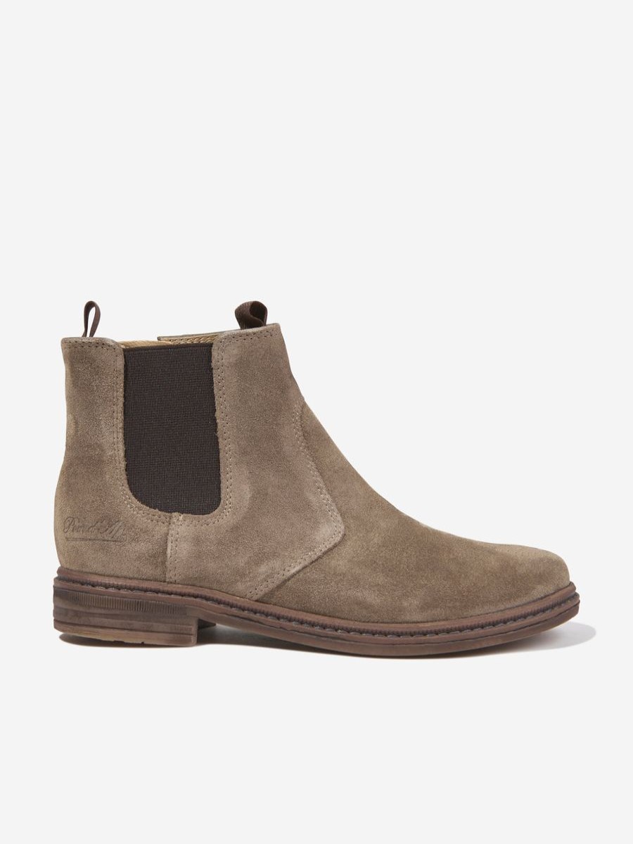 Boys Pom D'Api Boots | Boys Suede Brother Jod Zip Boots In Beige