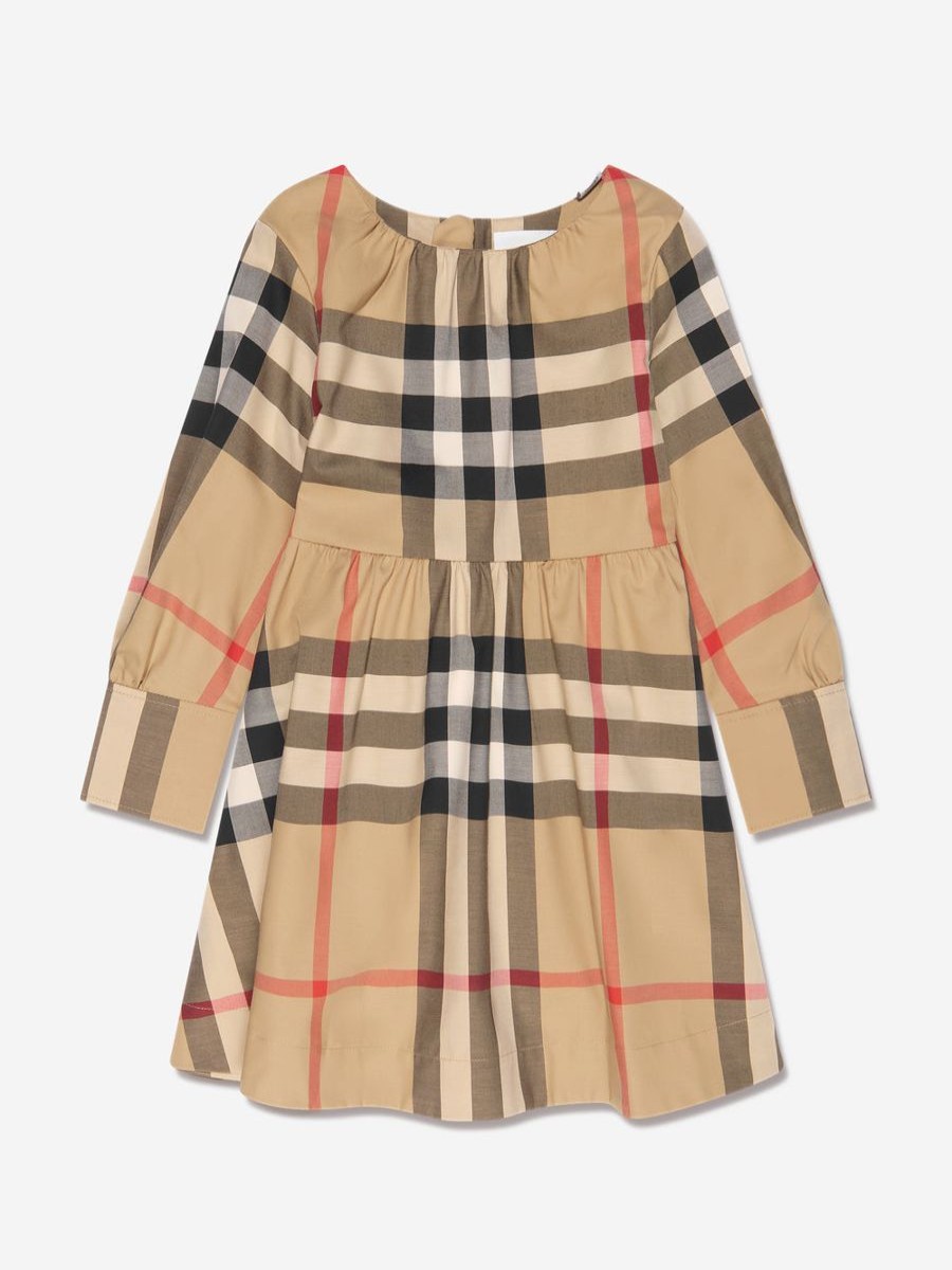 Girls Burberry Kids Dresses | Girls Long Sleeve Adrianna Check Dress In Beige