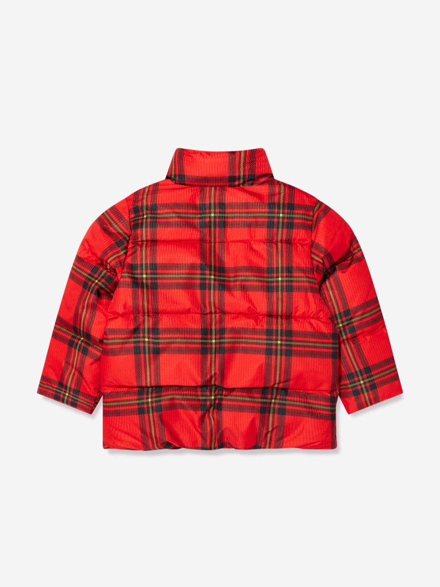 Girls Mini Rodini Coats & Jackets | Mini Rodini - Kids Check Puffer Jacket In Red | Childsplay Clothing