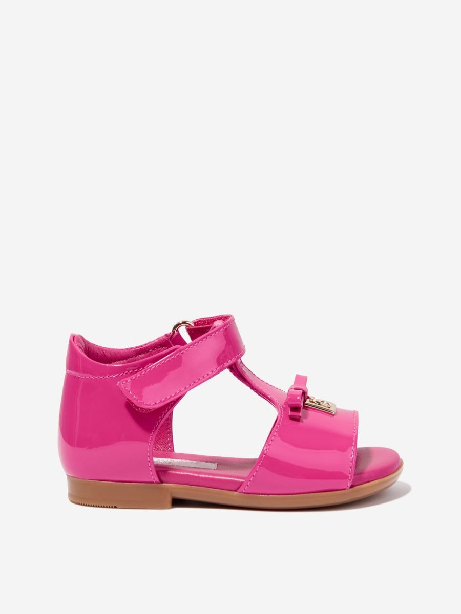 Baby Dolce & Gabbana Kids Shoes | Dolce & Gabbana Kids - Girls Patent Leather Sandals In Pink | Childsplay Clothing