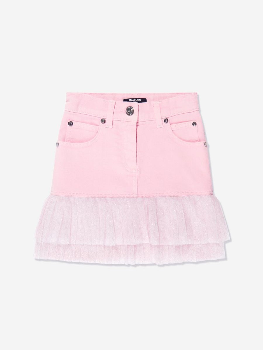 Girls Balmain Skirts | Girls Pleated Hem Skirt In Pink