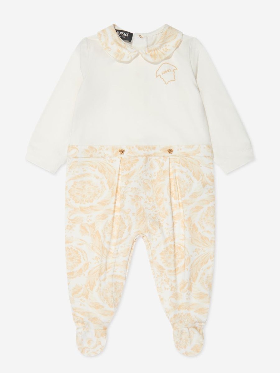 Boys Versace Babygrows & Rompers | Baby Barocco Georgette Babygrow In White