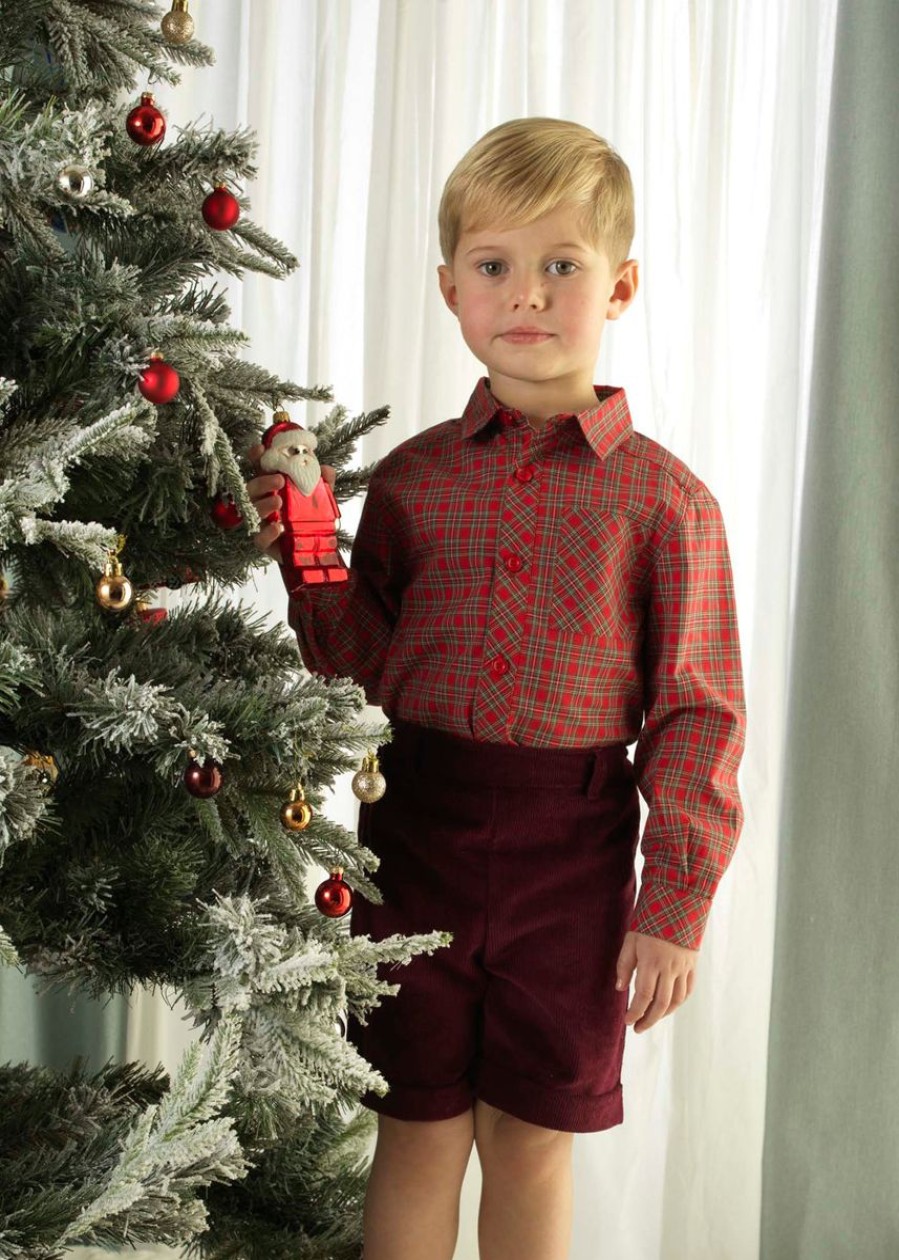 Boys Rachel Riley Shirts | Boys Tartan Shirt In Red