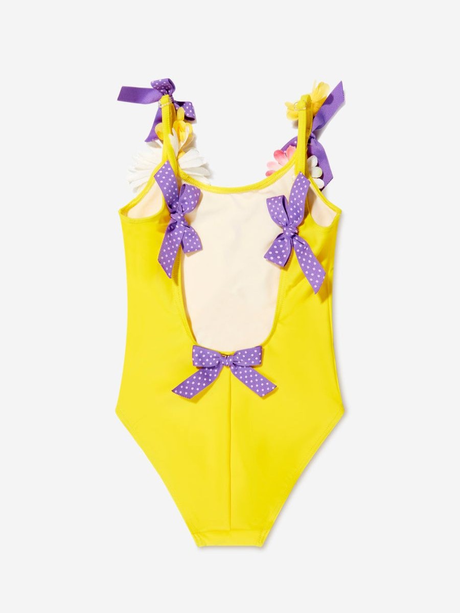 Baby Selini Action Swimwear | Girls Flowers And Bows Swimsuit In Yellow