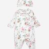 Girls Monnalisa Babygrows & Rompers | Baby Girls Rose Babygrow Gift Set In White