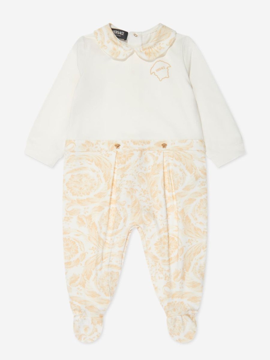 Girls Versace Babygrows & Rompers | Baby Barocco Georgette Babygrow In White