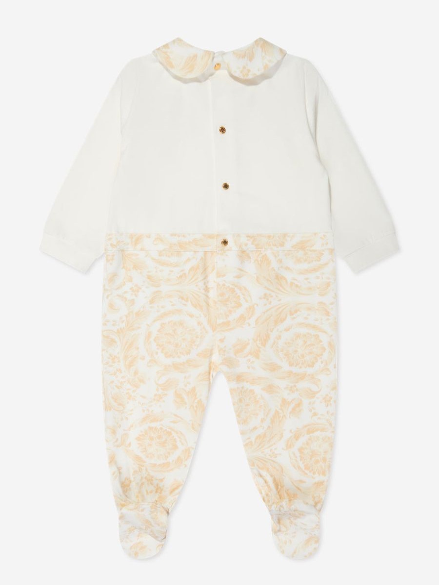 Girls Versace Babygrows & Rompers | Baby Barocco Georgette Babygrow In White