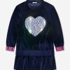 Girls Billieblush Dresses | Girls Sequin Heart Dress In Navy