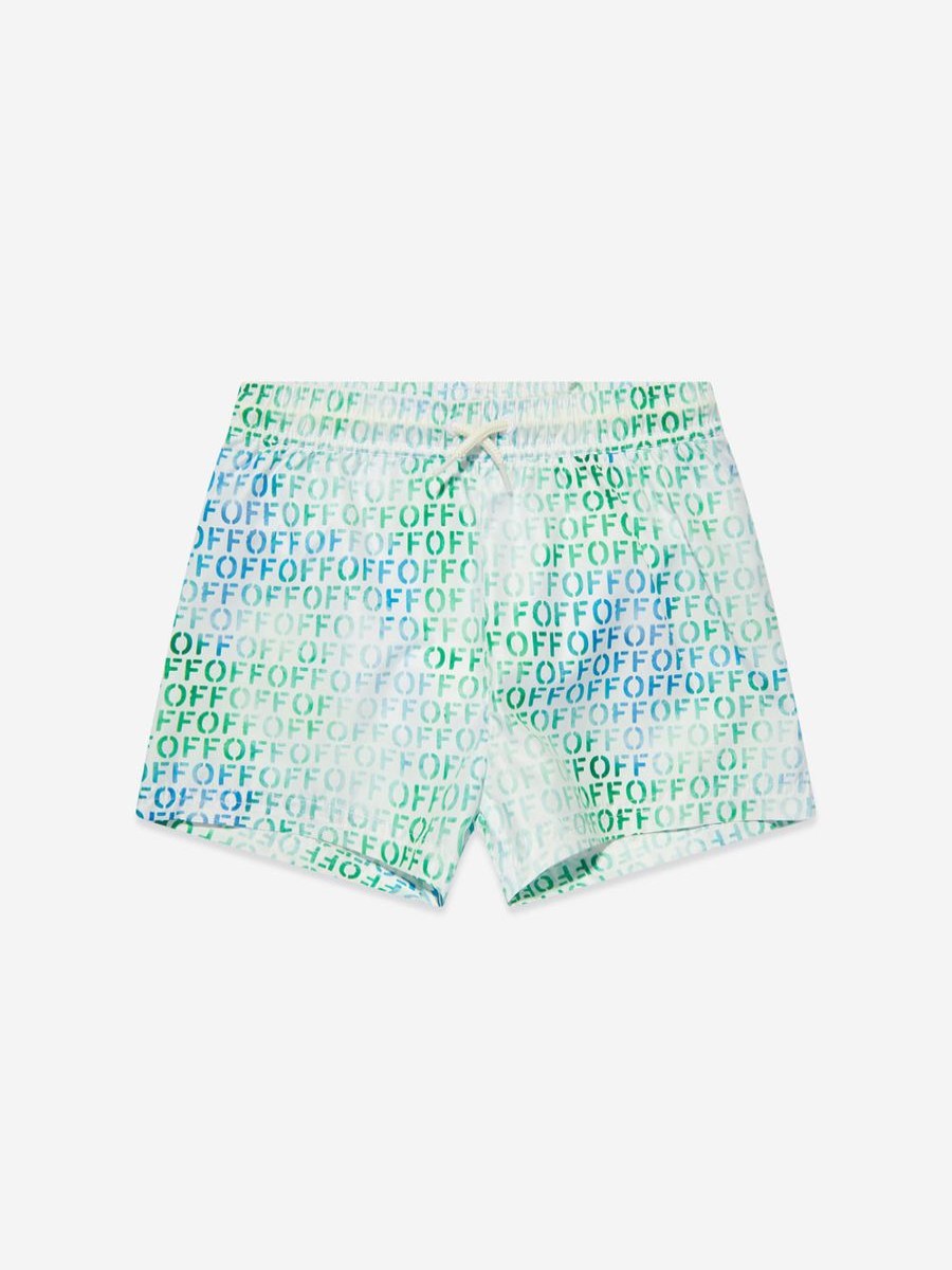 Teen Off-White Swimwear | Boys Off Stamp Swim Shorts In Multicolour