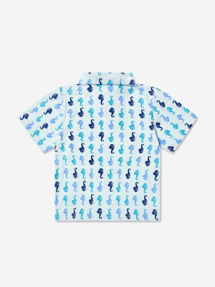 Boys Rachel Riley T-Shirts & Tops | Boys Seahorse Polo Shirt In Blue