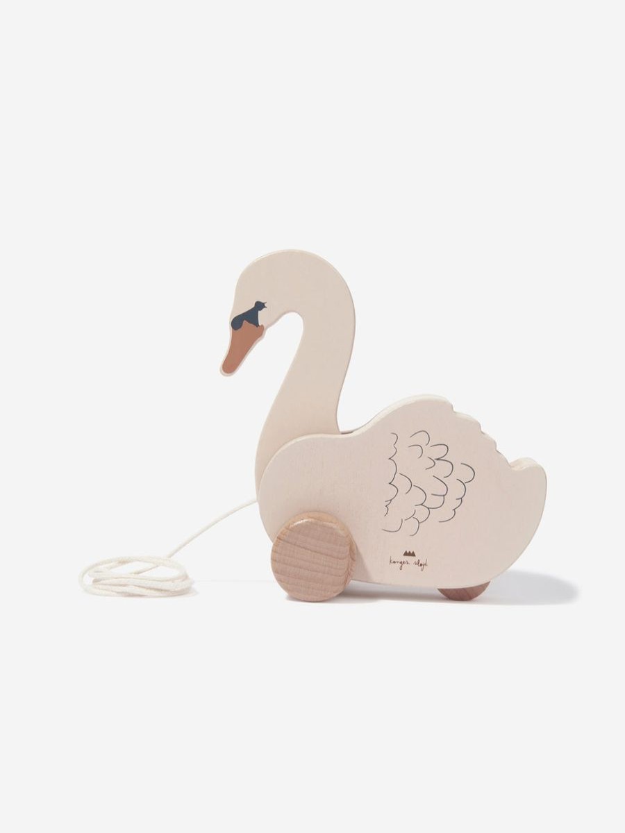 Baby Konges Slojd Toys | Baby Wooden Pull Swan Toy In Ivory