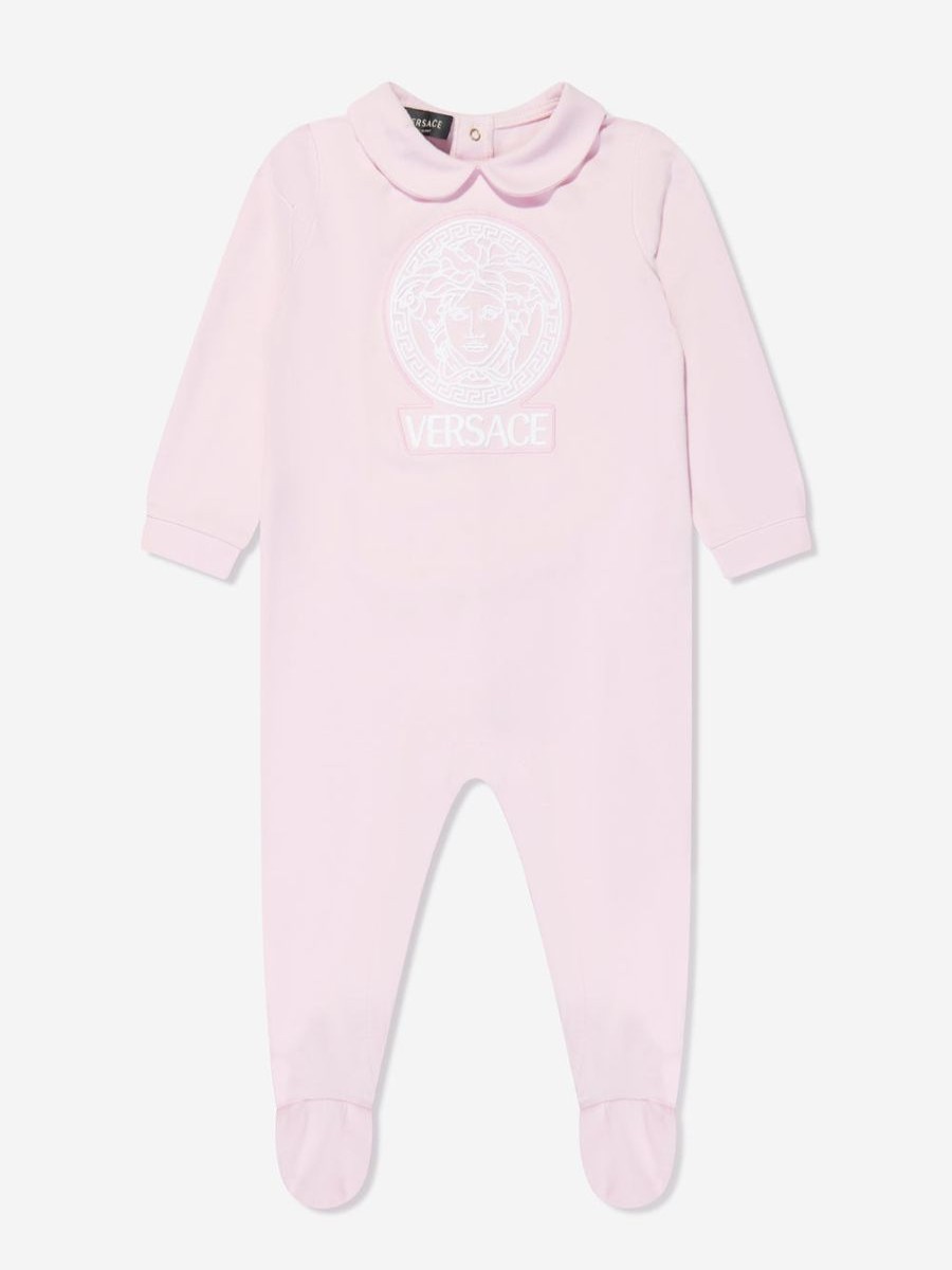 Girls Versace Babygrows & Rompers | Baby Girls Logo Babygrow In Pink