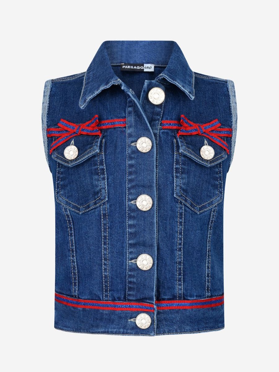 Girls Paesaggino Coats & Jackets | Denim Sleeveless Waistcoat