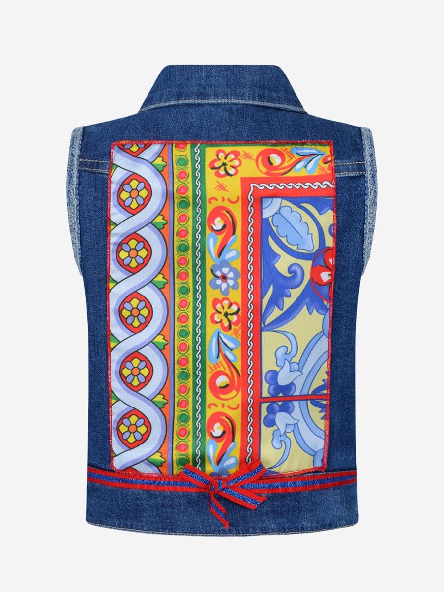 Girls Paesaggino Coats & Jackets | Denim Sleeveless Waistcoat