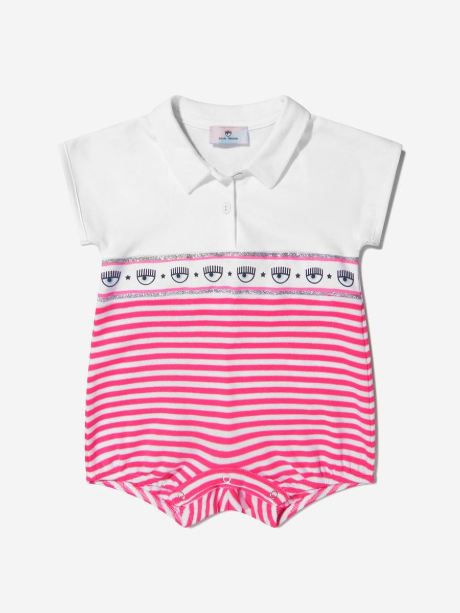 Girls Chiara Ferragni Babygrows & Rompers | Baby Girls Cotton Striped Romper