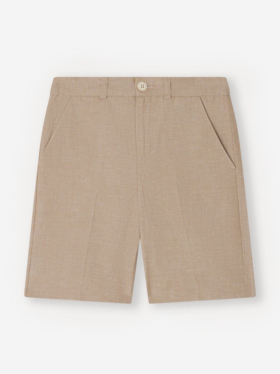 Boys Bonpoint Shorts | Boys Linen Calvin Shorts In Brown