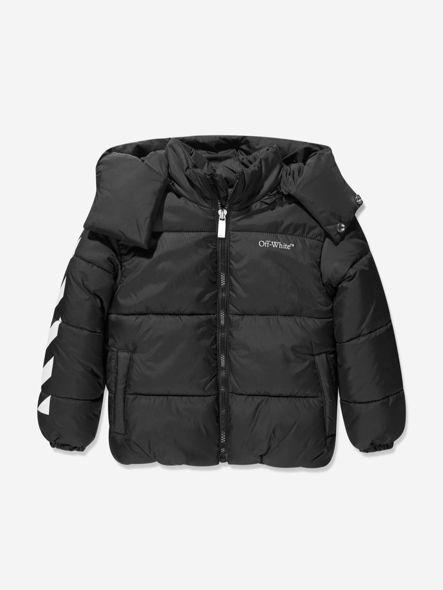 Boys Off-White Coats & Jackets | Boys Bookish Diag Down Puffer Jacket In Black