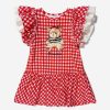 Girls Monnalisa Dresses | Girls Cotton Gingham Teddy Bear Dress