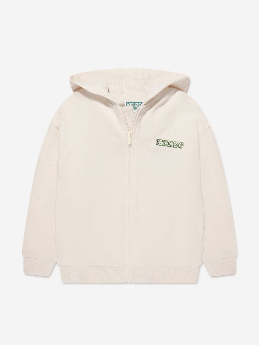 Boys KENZO KIDS Sweatshirts & Hoodies | Boys Logo Zip Up Top In Ivory