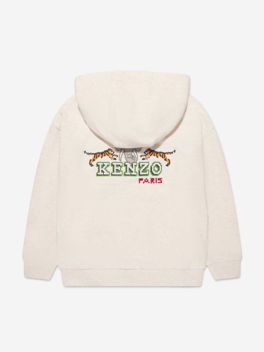 Boys KENZO KIDS Sweatshirts & Hoodies | Boys Logo Zip Up Top In Ivory