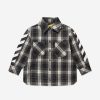 Boys Off-White Shirts | Boys Bookish Diag Flannel Shirt In Black