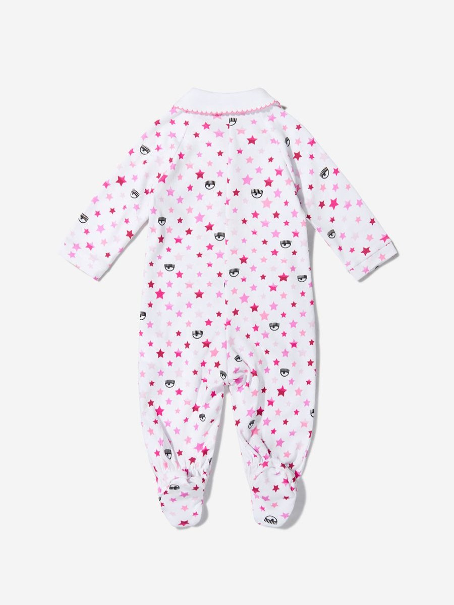 Girls Chiara Ferragni Babygrows & Rompers | Baby Girls Cotton Multi Print Babygrow