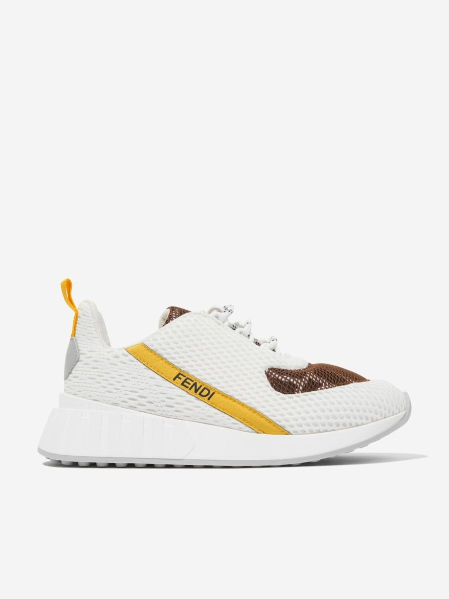 Boys Fendi Kids Sneakers | Kids Mesh Ff Logo Trainers In White