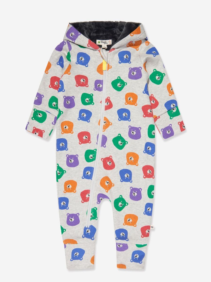 Boys The Bonnie Mob Coats & Jackets | Baby Bears Faux Fur Lined Onesie In Multicolour