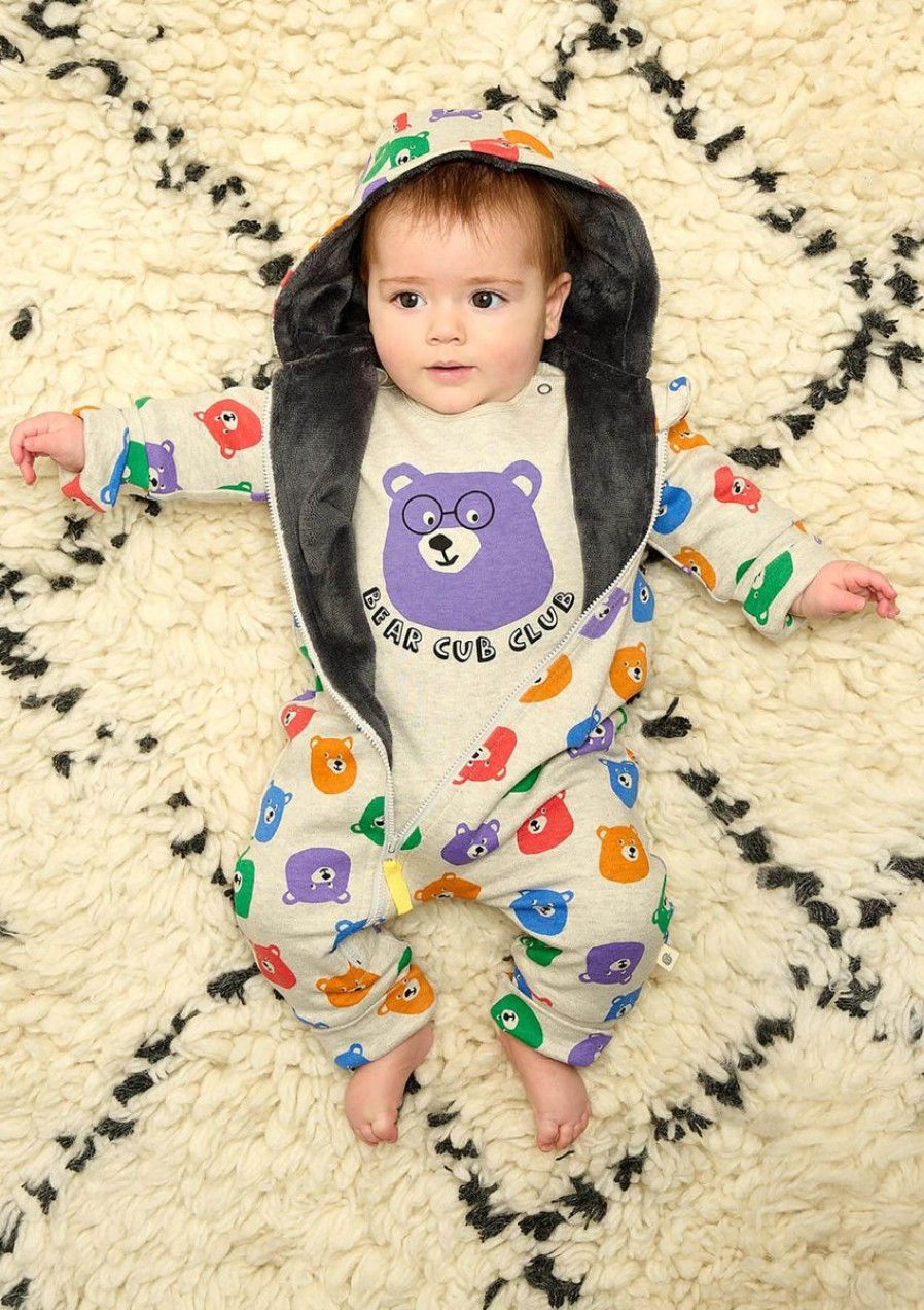 Boys The Bonnie Mob Coats & Jackets | Baby Bears Faux Fur Lined Onesie In Multicolour