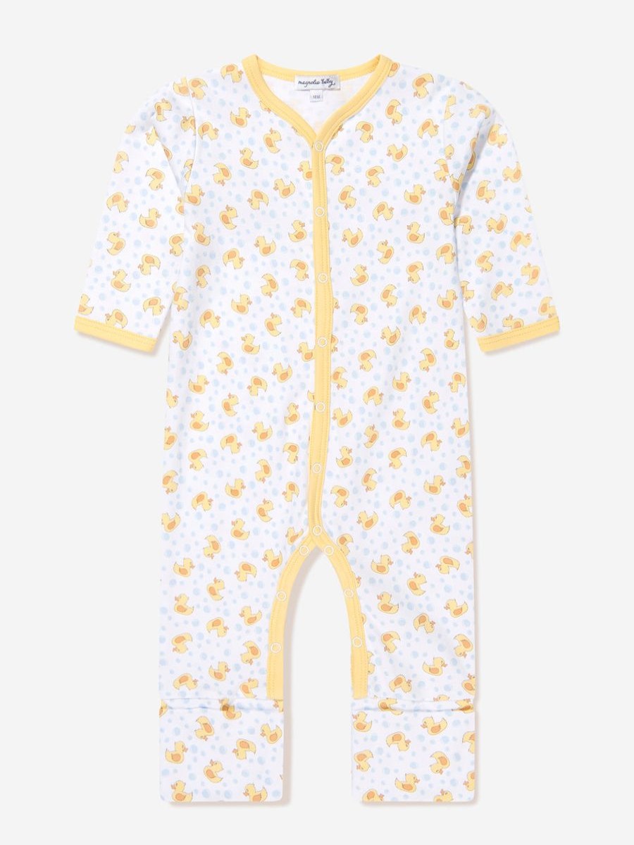 Girls Magnolia Baby Babygrows & Rompers | Baby Rubber Ducky Printed Playsuit In Yellow