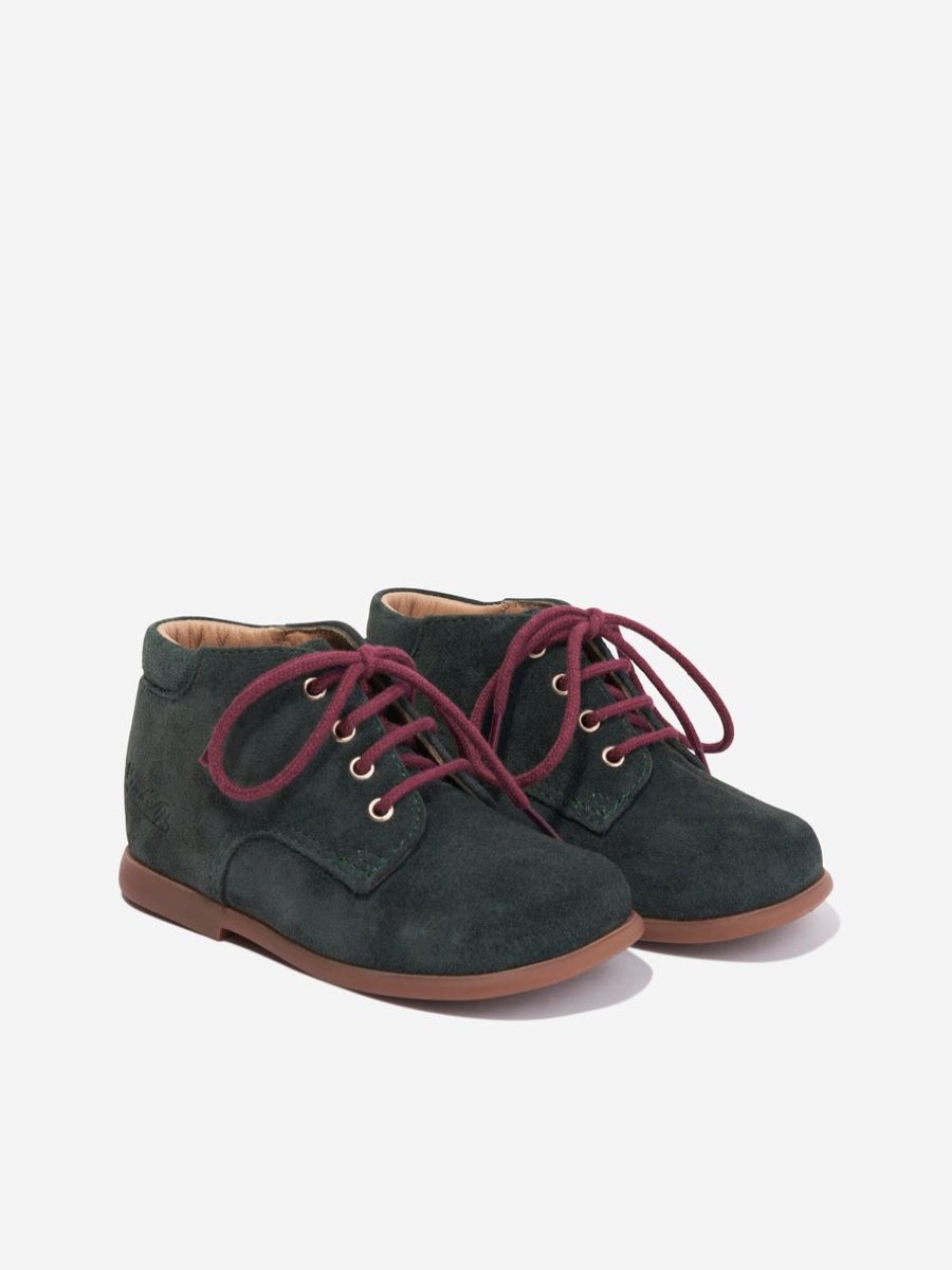 Baby Pom D'Api Shoes | Boys Suede Nioupi Derby Boots In Green