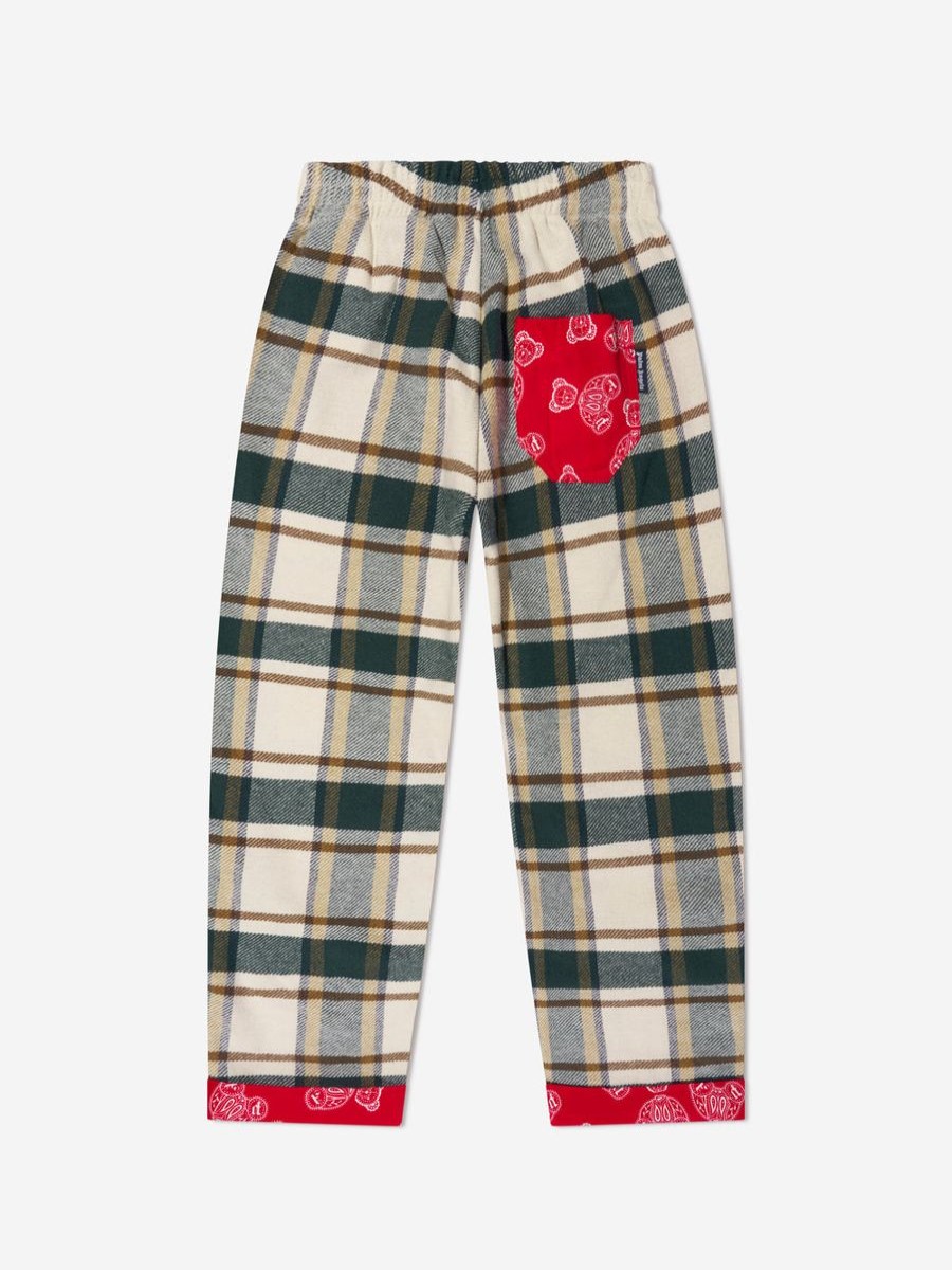 Boys Palm Angels Trousers | Boys Check Bears Paisley Trousers In Green