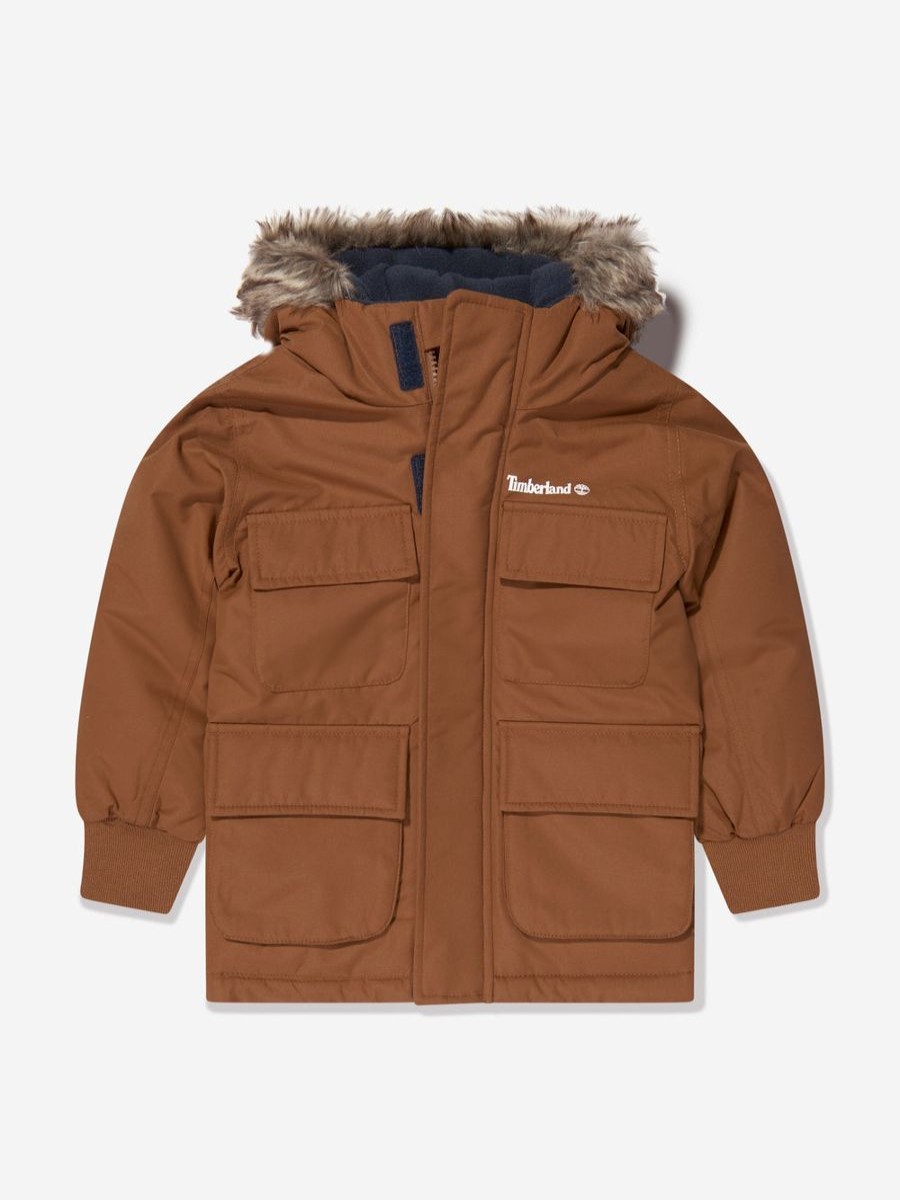 Boys Timberland Coats & Jackets | Boys Hooded Parka In Brown