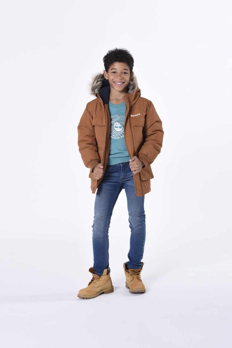 Boys Timberland Coats & Jackets | Boys Hooded Parka In Brown