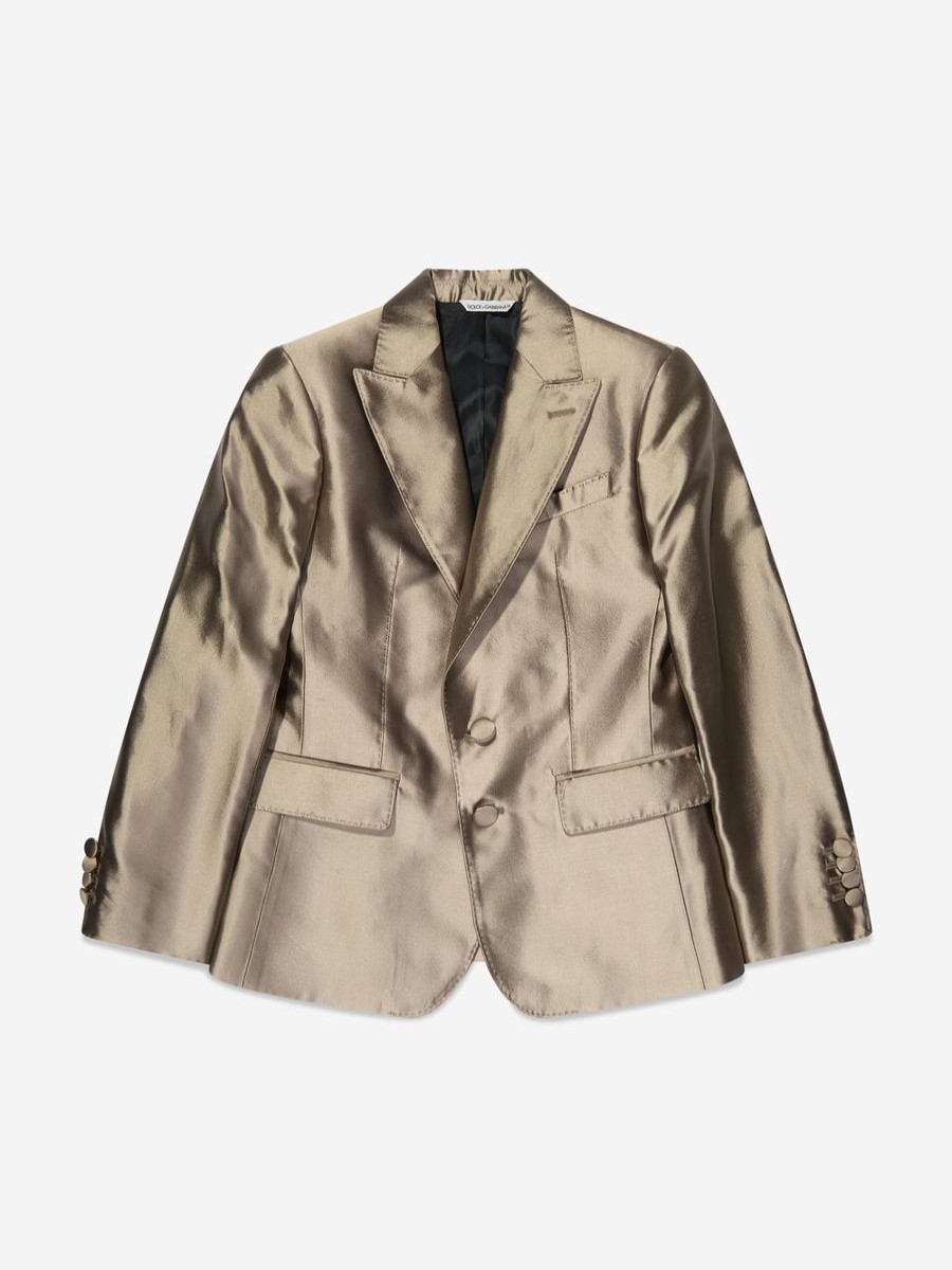 Boys Dolce & Gabbana Kids Coats & Jackets | Boys Silk Blazer In Gold